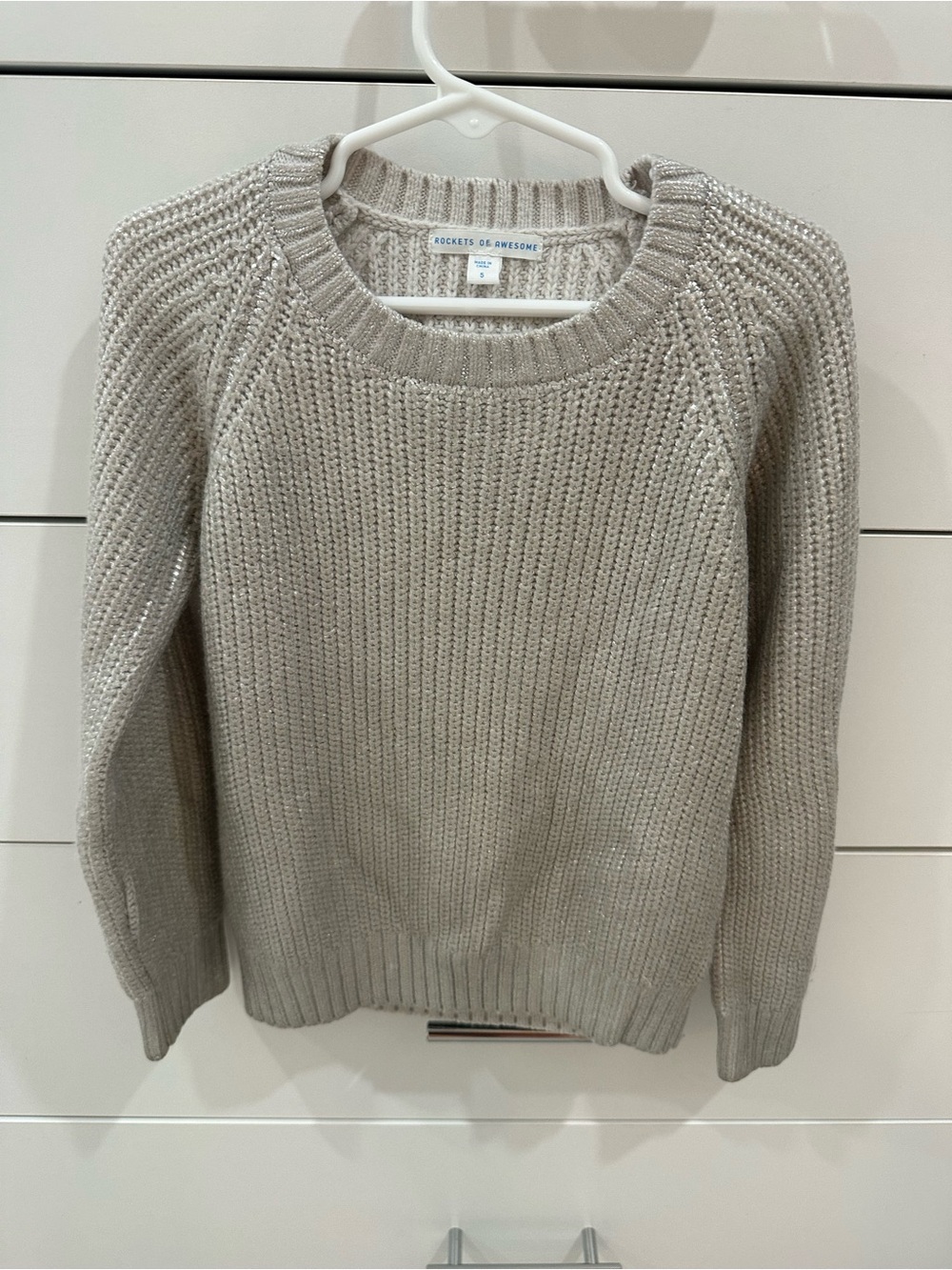 GIrls Crewneck Sweater in Silver Size 5